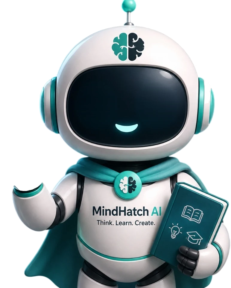 MindHatch AI robot mascot waving hello